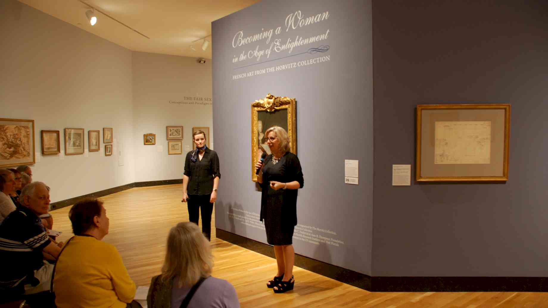 Prof. Hyde & PhD student, Maura Gleeson, giving a gallery talk at the Harn