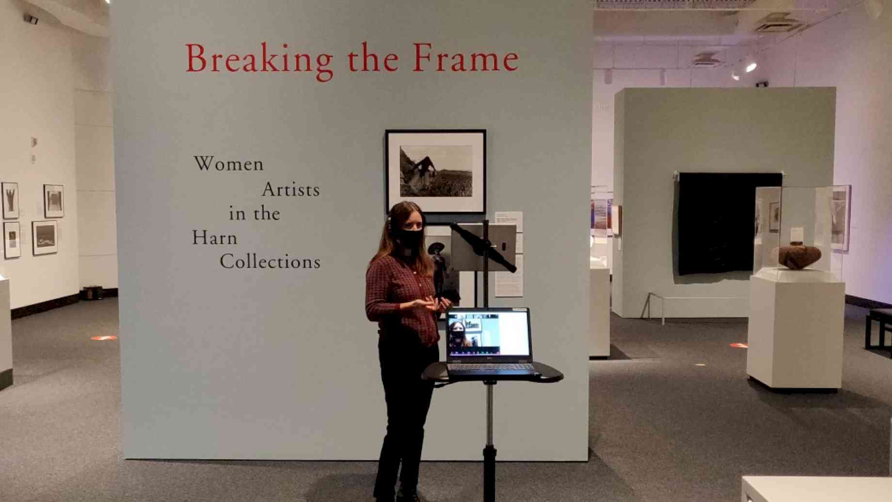 Professor Stanfield-Mazzi teaches a virtual class from the Harn Museum of Art, Fall 2020